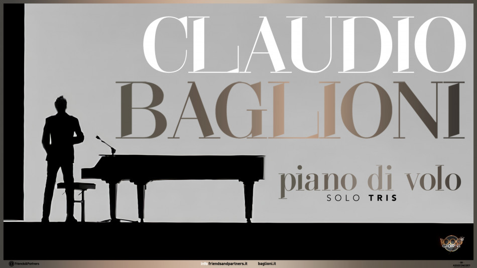 Claudio Baglioni, dal 21/11 live con Piano di volo soloTris